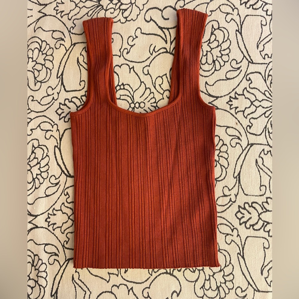 Vince Ribbed Sweatheart Knit Tank Top NEW